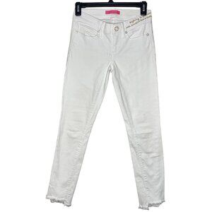 Lilly Pulitzer South Ocean Crop Skinny Jean In Resort White - Raw Hem